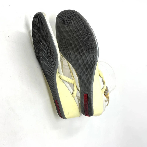 Prada Sport Thong Wedge Sandals in Yellow Leather Size US 6.5 *damaged - Picture 11 of 12